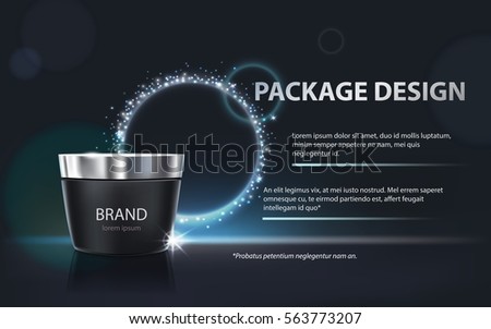 Vector 3D illustration for the promotion of cosmetic moisturizing premium product, matt black jar with the lid closed Vector 3D illustration for the promotion of cosmetic moisturizing premium product, matt black jar with the lid closed