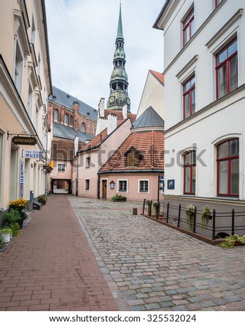 The+Butcher+of+Riga Skarnu (Butcher's) street, Old City of Riga, Latvia-October 2, 2015 ...