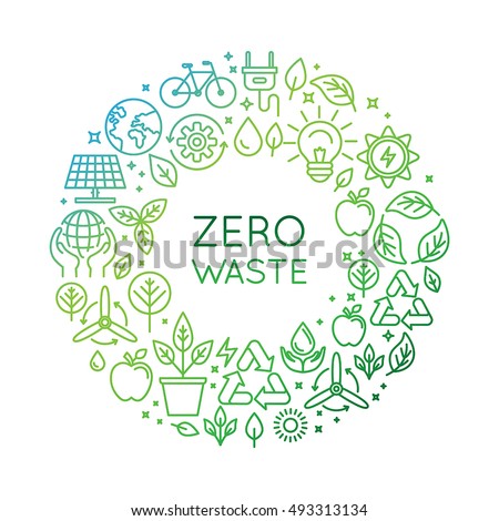 Vector logo design template and badge in trendy linear style - zero waste concept, recycle and reuse, reduce - ecological lifestyle and sustainable developments icons Vector logo design template and badge in trendy linear style - zero waste concept, recycle and reuse, reduce - ecological lifestyle and sustainable developments icons
