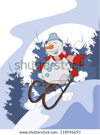 Christmas Snowball Sledge Cartoon Stock Vector 118096693 - Shutterstock