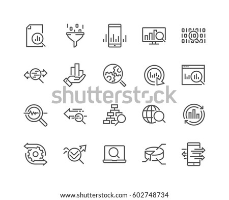 Simple Set of Data Analysis Related Vector Line Icons.
Contains such Icons as Charts, Graphs, Traffic Analysis, Big Data and more.
Editable Stroke. 48x48 Pixel Perfect. Simple Set of Data Analysis Related Vector Line Icons.
Contains such Icons as Charts, Graphs, Traffic Analysis, Big Data and more.
Editable Stroke. 48x48 Pixel Perfect.