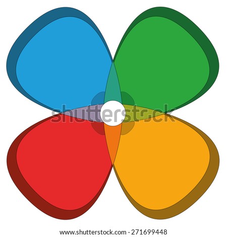 Four Colors In A Version Of A Cloverleaf Flower. Isolated Vector ...