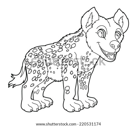 Cartoon small animal - coloring page - hyena - illustration for the