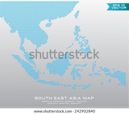 Asean Map Dotted Style Illustration, For Background (aec, Afta, Asean 