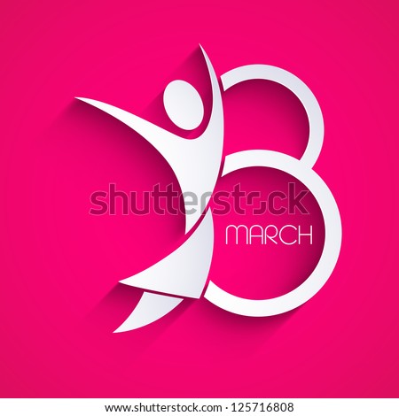 Happy Women's Day greeting card or background and space for your message on pink. EPS 10. - stock vector