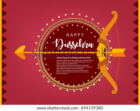 Shubh Dussehra, Vector Illustration, Easy to Edit, Bow & Arrow, Floral Frame. Shubh Dussehra, Vector Illustration, Easy to Edit, Bow & Arrow, Floral Frame.