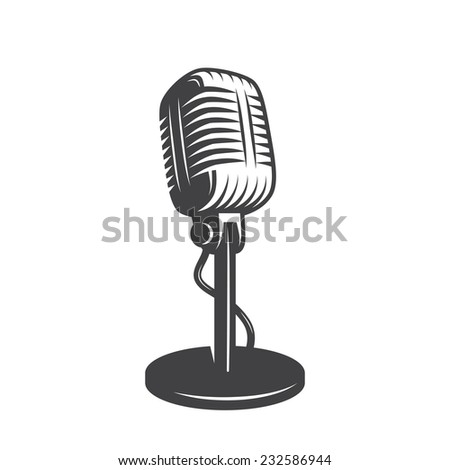 Vector Illustration Isolated Retro Vintage Microphone Stock Vector