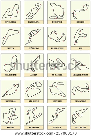 Racing Circuit Maps Stockvector Shutterstock