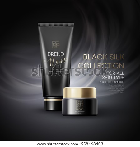 Design cosmetics product advertising on black background. Vector illustration EPS10 Design cosmetics product advertising on black background. Vector illustration EPS10