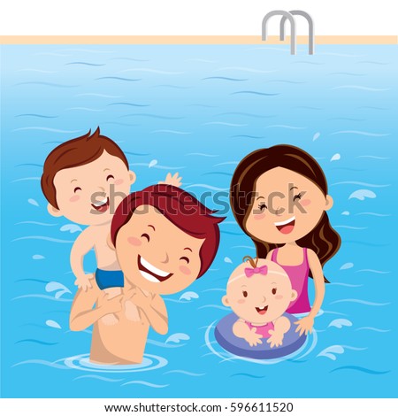 Family having fun in swimming pool Family having fun in swimming pool