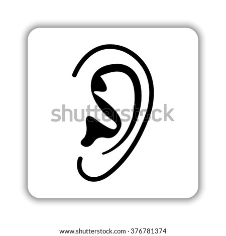 Ear Icon On Grey Flat Button Stock Vector 201472370 - Shutterstock
