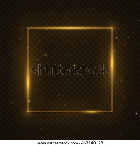 Vector glowing magic square frame. Glowing neon fire wave. Glitter sparkle trail effect on dark transparent background. Vector glowing magic square frame. Glowing neon fire wave. Glitter sparkle trail effect on dark transparent background.