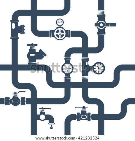 Pipes System Concept. Pipes Vector Illustration.Pipes Black White Flat Symbols. Pipes Black Design Set. Pipes System Decorative Elements. - stock vector Pipes System Concept. Pipes Vector Illustration.Pipes Black White Flat Symbols. Pipes Black Design Set. Pipes System Decorative Elements. - stock vector