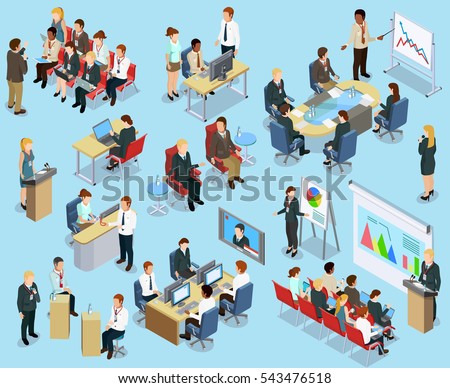 Business coaching isometric collection with different ways of employee training and development isolated vector illustration Business coaching isometric collection with different ways of employee training and development isolated vector illustration