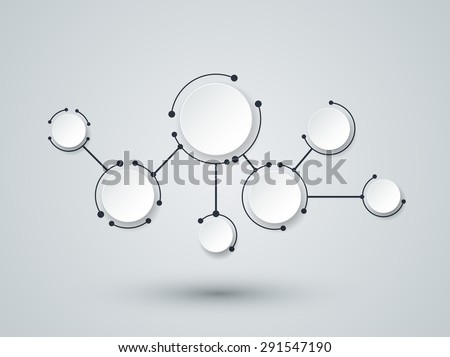 Abstract molecules and communication technology with integrated circles with Blank space for your design. Vector illustration global social media concept. Light gray color background. - stock vector Abstract molecules and communication technology with integrated circles with Blank space for your design. Vector illustration global social media concept. Light gray color background. - stock vector