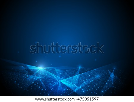Abstract molecule structure, Polygonal technology on dark blue color background. Vector illustration of Communication - network for futuristic technology concept Abstract molecule structure, Polygonal technology on dark blue color background. Vector illustration of Communication - network for futuristic technology concept