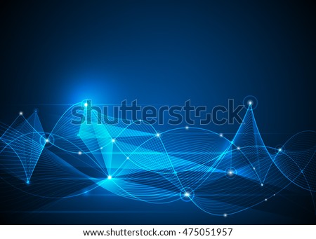 Illustration Abstract Molecules and Mesh lines, Circles, Polygon shapes. Vector design communication technology on blue background. Futuristic- digital technology concept Illustration Abstract Molecules and Mesh lines, Circles, Polygon shapes. Vector design communication technology on blue background. Futuristic- digital technology concept