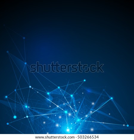 Abstract futuristic - Molecules technology with linear and polygonal pattern shapes on dark blue background. Illustration Vector design digital technology concept Abstract futuristic - Molecules technology with linear and polygonal pattern shapes on dark blue background. Illustration Vector design digital technology concept