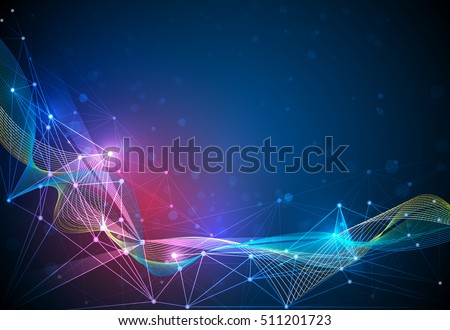 Abstract Molecules and 3D Mesh line with Circles, Lines, Geometric, Polygonal, Triangle pattern. Vector design communication technology on dark blue background. Futuristic digital technology concept Abstract Molecules and 3D Mesh line with Circles, Lines, Geometric, Polygonal, Triangle pattern. Vector design communication technology on dark blue background. Futuristic digital technology concept