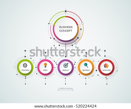 Vector infographic template with 3D paper label, integrated circles. Business concept with options. For content, diagram, flowchart, steps, parts, timeline infographics, workflow layout, chart Vector infographic template with 3D paper label, integrated circles. Business concept with options. For content, diagram, flowchart, steps, parts, timeline infographics, workflow layout, chart