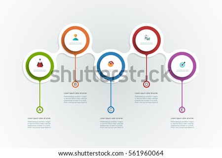 Vector infographics timeline design template with 3D paper label, integrated circles background. Blank space for content, business, infographic, diagram, flowchart, diagram, time line or steps process Vector infographics timeline design template with 3D paper label, integrated circles background. Blank space for content, business, infographic, diagram, flowchart, diagram, time line or steps process