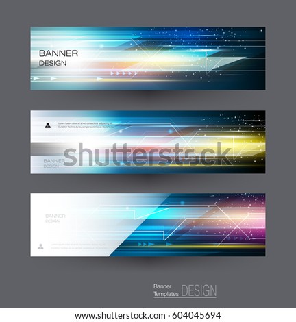 Abstract banners set with image of speed movement pattern and motion blur over dark blue color. Science, futuristic, energy technology concept. Vector background for web banner template or brochure Abstract banners set with image of speed movement pattern and motion blur over dark blue color. Science, futuristic, energy technology concept. Vector background for web banner template or brochure