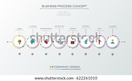 Vector infographics timeline design template with label design and 8 options or steps. Can be used for content, business, process infographics, diagram chart, flowchart, process diagram, time line Vector infographics timeline design template with label design and 8 options or steps. Can be used for content, business, process infographics, diagram chart, flowchart, process diagram, time line