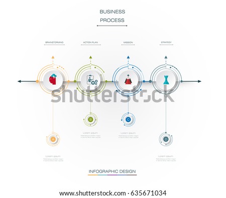 Vector infographics timeline design template with 3D paper label and 4options or steps, integrated circles background. For content business, infographic diagram, flowchart, process diagram, time line Vector infographics timeline design template with 3D paper label and 4options or steps, integrated circles background. For content business, infographic diagram, flowchart, process diagram, time line