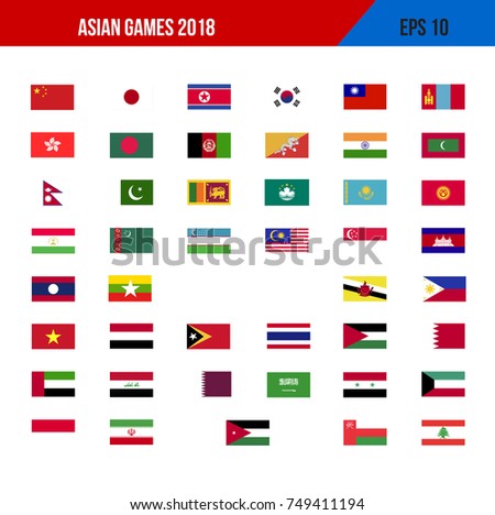 Asian Games 2018 Countries stock vector asian games flag vector illustration eps 749411194 - Asian Games 2018 Countries