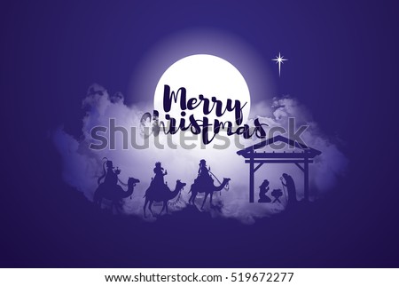 vector illustration Birth of Christ, baby Jesus reaching the Magi bear gifts, three wise kings and star of bethlehem, nativity christmas graphics design elements vector illustration Birth of Christ, baby Jesus reaching the Magi bear gifts, three wise kings and star of bethlehem, nativity christmas graphics design elements