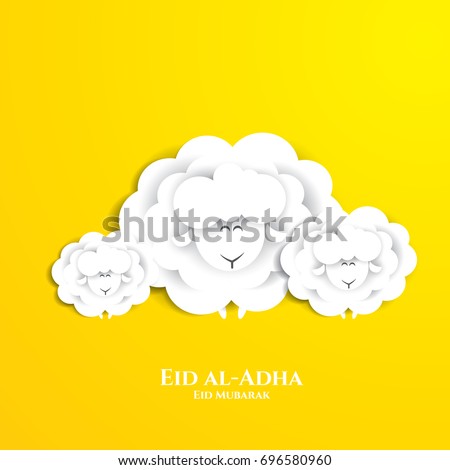 vector illustration. Muslim holiday Eid al-Adha. the sacrifice a ram or white and black sheep. graphic design decoration kurban bayrami. month lamb and a lamp.Translation from Arabic: Eid al-Adha vector illustration. Muslim holiday Eid al-Adha. the sacrifice a ram or white and black sheep. graphic design decoration kurban bayrami. month lamb and a lamp.Translation from Arabic: Eid al-Adha