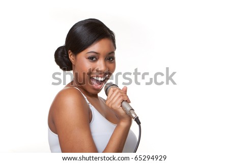 Black Woman Singing Karaoke Stock Photo 65294929 - Shutterstock