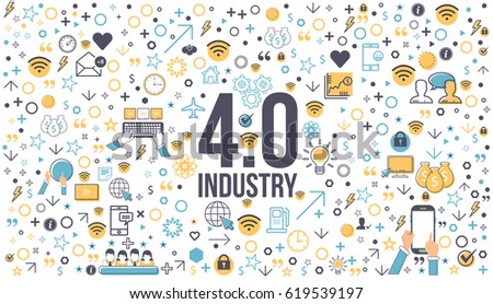 Industry 4.0 Concept Business Control, Web Infographics Elements Industry 4.0 Concept Business Control, Web Infographics Elements