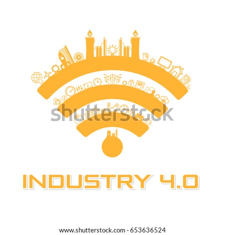 Industry 4.0 Concept Business Control or Logo, Modern Thin Line Icon Presentation Design Industry 4.0 Concept Business Control or Logo, Modern Thin Line Icon Presentation Design