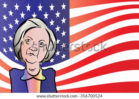 Hillary Clinton Caricature Colored Vector Stock Vector 356700536