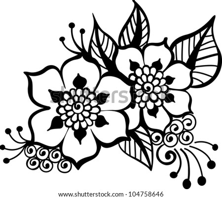 Black Flowers Vector Stock Vector 104758646 - Shutterstock