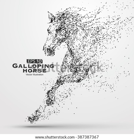Galloping horse,particles,vector illustration. - stock vector Galloping horse,particles,vector illustration. - stock vector