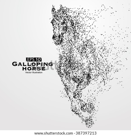Galloping horse,particles,vector illustration. - stock vector