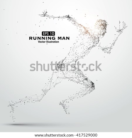 Running Man, points, lines and connected to form, vector illustration. - stock vector Running Man, points, lines and connected to form, vector illustration. - stock vector