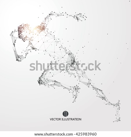 Running Man, points, lines and connected to form, vector illustration. - stock vector Running Man, points, lines and connected to form, vector illustration. - stock vector