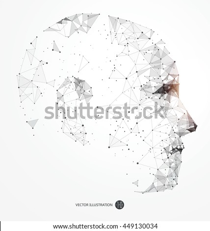 Point, Line connection from the head contour,vector illustration. - stock vector Point, Line connection from the head contour,vector illustration. - stock vector