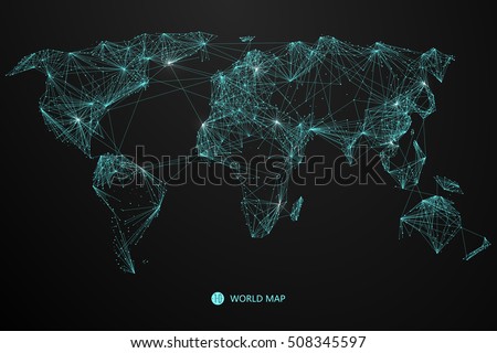Point, line composition of the world map, the implication of network connection. Point, line composition of the world map, the implication of network connection.