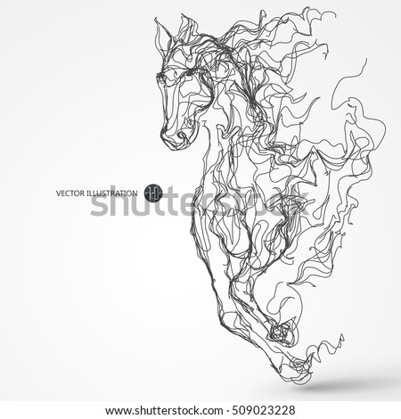 Running horse, lines drawing, vector illustration. Running horse, lines drawing, vector illustration.