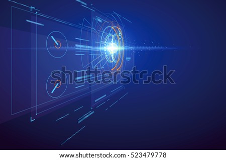 Three-dimensional interface technology, science fiction scene.