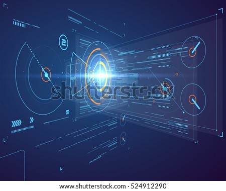 Three-dimensional interface technology, science fiction scene. Three-dimensional interface technology, science fiction scene.