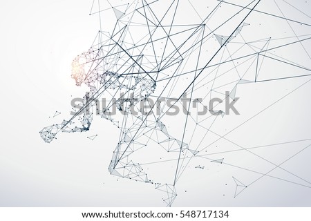 Running Man,Network connection turned into, vector illustration. Running Man,Network connection turned into, vector illustration.