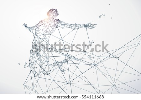 Running Man,Network connection turned into, vector illustration. Running Man,Network connection turned into, vector illustration.