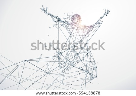 Running Man,Network connection turned into, vector illustration. Running Man,Network connection turned into, vector illustration.