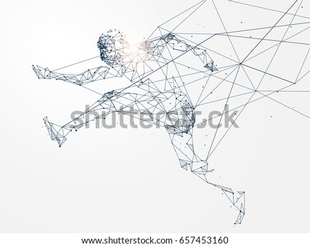 Running Man,Network connection turned into, vector illustration. Running Man,Network connection turned into, vector illustration.