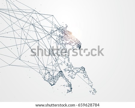Galloping horse,Network connection turned into,vector illustration, Galloping horse,Network connection turned into,vector illustration,